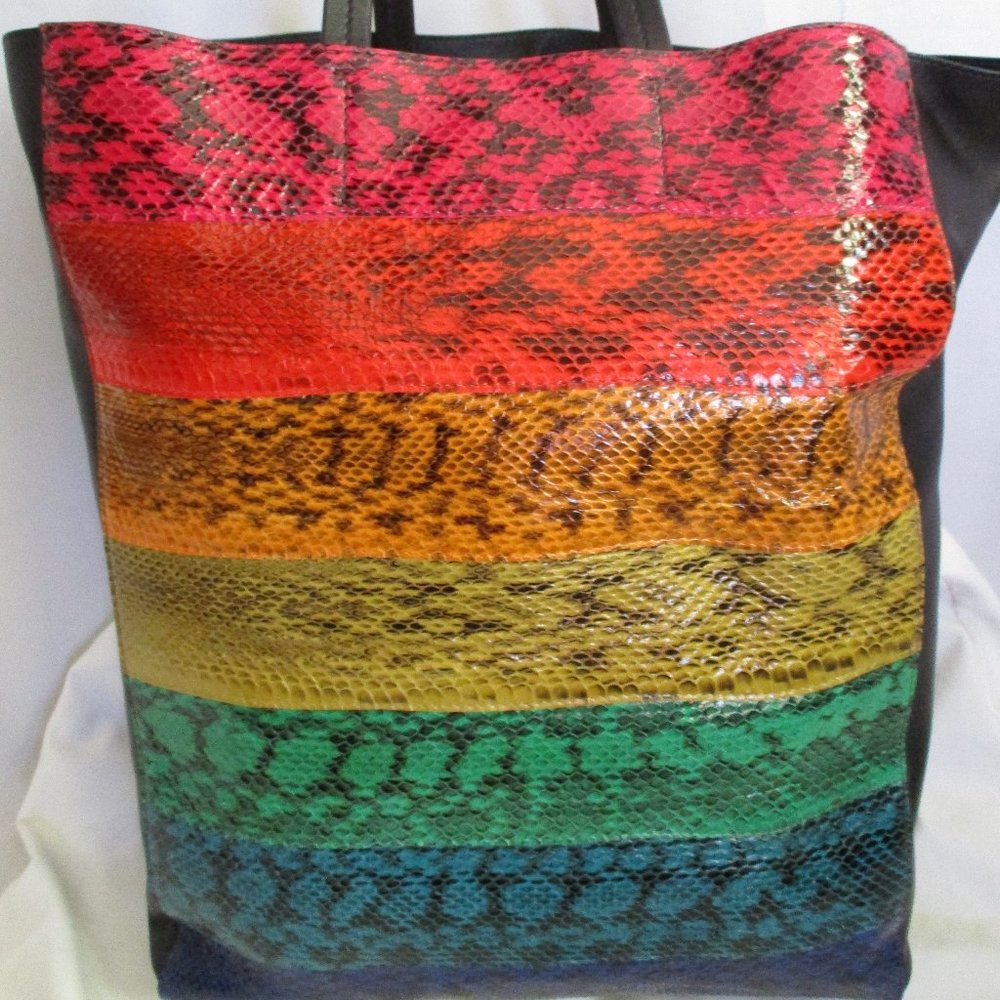 NEW CELINE CABAS AYRES SNAKE RAINBOW Tote PRIDE